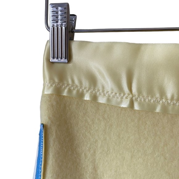 Vintage Hand Crafted Yellow Baby Blanket Animal Appliques Satin Edge Floor Time - Picture 7 of 16